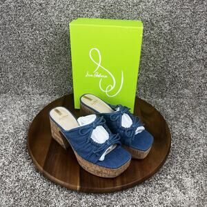 Sam Edelman Dova Women's Size 9 M Chunky Platform Cork Indigo Denim Sandals